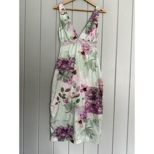 Motel Slip Dress XXS Midi Lingerie Purple Sage Green V-Neck Sleeveless Satin